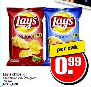 Aanbiedingen Lay`s chips - Lay's - Geldig van 21/01/2015 tot 27/01/2015 bij Hoogvliet