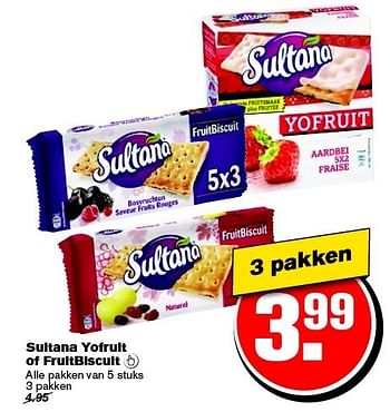 Aanbiedingen Sultana yofruit of fruitbiscuit - Sultana - Geldig van 21/01/2015 tot 27/01/2015 bij Hoogvliet