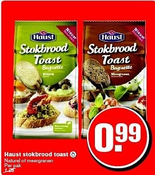 Aanbiedingen Haust stokbrood toast  naturel of meergranen - Haust - Geldig van 21/01/2015 tot 27/01/2015 bij Hoogvliet