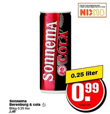 Aanbiedingen Sonnema berenburg + cola  - Sonnema - Geldig van 21/01/2015 tot 27/01/2015 bij Hoogvliet