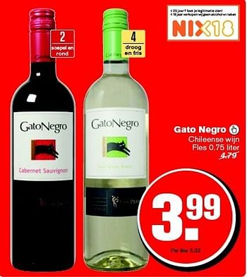 Aanbiedingen Gato negro  chileense wijn - Rode wijnen - Geldig van 21/01/2015 tot 27/01/2015 bij Hoogvliet