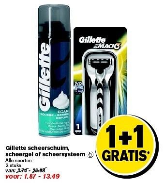 Aanbiedingen Gillette scheerschuim, scheergel of scheersysteem  - Gillette - Geldig van 21/01/2015 tot 27/01/2015 bij Hoogvliet