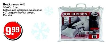 Aanbiedingen Boxkussen wit katoen, anti-allergisch, wasbaar op 60° en geschikt voor droger - Huismerk - Hoogvliet - Geldig van 21/01/2015 tot 27/01/2015 bij Hoogvliet
