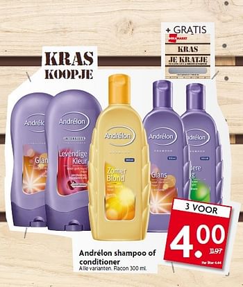 Aanbiedingen Andrélon shampoo of conditioner - Andrelon - Geldig van 25/01/2015 tot 31/01/2015 bij Deka Markt