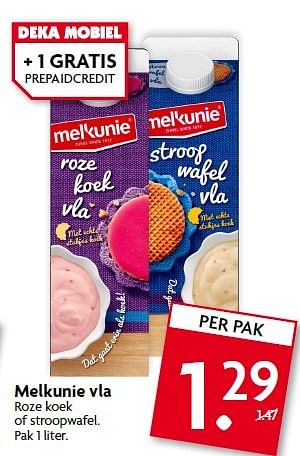 Aanbiedingen Melkunie vla roze koek of stroopwafel - Melkunie - Geldig van 25/01/2015 tot 31/01/2015 bij Deka Markt