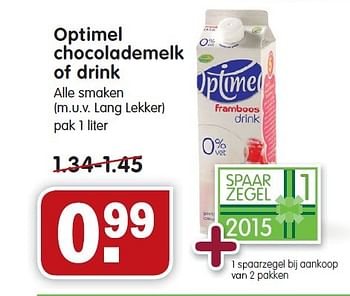 Aanbiedingen Optimel chocolademelk of drink - Optimel - Geldig van 25/01/2015 tot 31/01/2015 bij Em-té