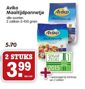 Aanbiedingen Aviko maaltijdpannetje - Aviko - Geldig van 25/01/2015 tot 31/01/2015 bij Em-té