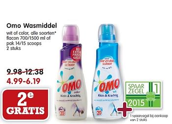 Aanbiedingen Omo wasmiddel wit of color, alle soorten - Omo - Geldig van 25/01/2015 tot 31/01/2015 bij Em-té