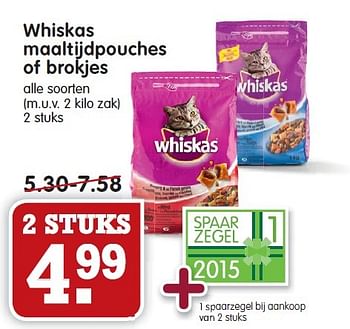 Aanbiedingen Whiskas maaltijdpouches of brokjes - Whiskas - Geldig van 25/01/2015 tot 31/01/2015 bij Em-té