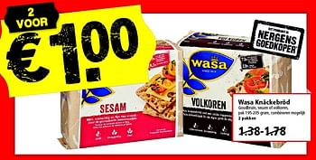 Aanbiedingen Wasa knäckebröd goudbruin, sesam of volkoren - Wasa - Geldig van 25/01/2015 tot 31/01/2015 bij Plus