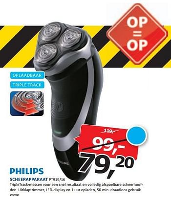 Aanbiedingen Philips scheerapparaat tripletrack-messen voor een snel resultaat en volledig - Philips - Geldig van 26/01/2015 tot 31/01/2015 bij De Harense Smid