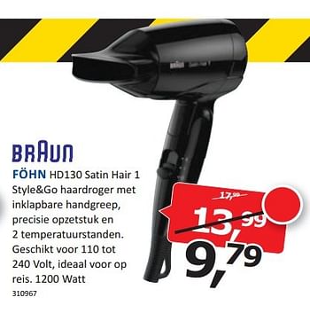 Aanbiedingen Braun föhn style+go haardroger met inklapbare handgreep - Braun - Geldig van 26/01/2015 tot 31/01/2015 bij De Harense Smid