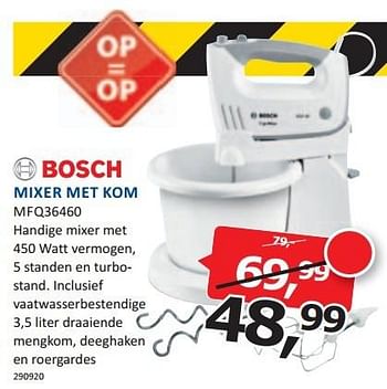Aanbiedingen Bosch mixer met kom handige mixer met 450 watt vermogen - Bosch - Geldig van 26/01/2015 tot 31/01/2015 bij De Harense Smid