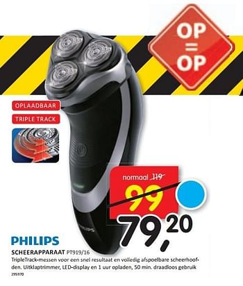 Aanbiedingen Philips scheerapparaat tripletrack-messen voor een snel resultaat - Philips - Geldig van 26/01/2015 tot 31/01/2015 bij It's Electronics