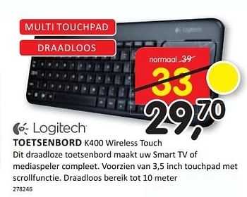 Aanbiedingen Logitech toetsenbord dit draadloze toetsenbord maakt uw smart tv - Logitech - Geldig van 26/01/2015 tot 31/01/2015 bij It's Electronics