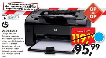 Aanbiedingen Hp laserprinter compacte en zuinige draadloze laserprinter - HP - Geldig van 26/01/2015 tot 31/01/2015 bij It's Electronics