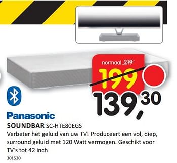Aanbiedingen Panasonic soundbar verbeter het geluid van uw tv - Panasonic - Geldig van 26/01/2015 tot 31/01/2015 bij It's Electronics