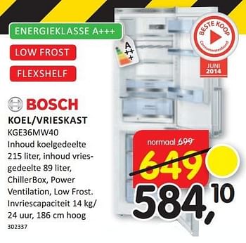 Aanbiedingen Bosch koel-vrieskast inhoud koelgedeelte - Bosch - Geldig van 26/01/2015 tot 31/01/2015 bij It's Electronics