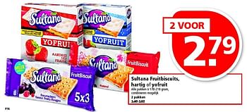 Aanbiedingen Sultana fruitbiscuits, hartig of yofruit - Sultana - Geldig van 25/01/2015 tot 31/01/2015 bij Plus