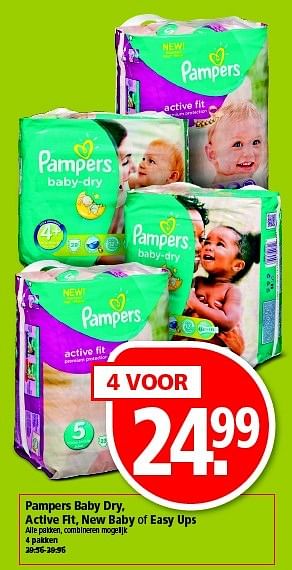 Aanbiedingen Pampers baby dry, active fit, new baby of easy ups - Pampers - Geldig van 25/01/2015 tot 31/01/2015 bij Plus