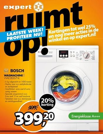 Aanbiedingen Bosch wasmachine 6 kg vulgewicht en 1400 toeren - Bosch - Geldig van 26/01/2015 tot 01/02/2015 bij Expert