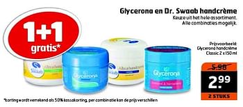 Aanbiedingen Glycerona en dr. swaab handcrème - Glycerona - Geldig van 27/01/2015 tot 01/02/2015 bij Trekpleister