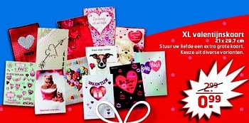 Aanbiedingen Xl valentijnskaart stuur uw liefde een extra grote kaart - Huismerk - Trekpleister - Geldig van 27/01/2015 tot 01/02/2015 bij Trekpleister