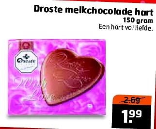 Aanbiedingen Droste melkchocolade hart - Huismerk - Trekpleister - Geldig van 27/01/2015 tot 01/02/2015 bij Trekpleister
