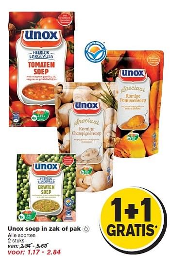 Aanbiedingen Unox soep in zak of pak  - Unox - Geldig van 28/01/2015 tot 03/02/2015 bij Hoogvliet