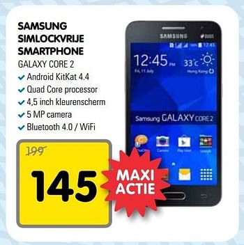 Aanbiedingen Samsung simlockvrije smartphone android kitkat 4.4 - Samsung - Geldig van 24/01/2015 tot 07/02/2015 bij Maxwell