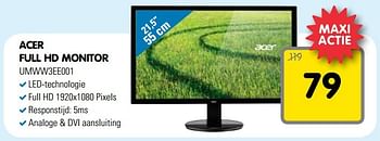 Aanbiedingen Acer full hd monitor led-technologie - Acer - Geldig van 24/01/2015 tot 07/02/2015 bij Maxwell