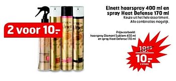 Aanbiedingen Elnett haarspray 400 ml en spray heat defense - L'Oreal Paris - Geldig van 27/01/2015 tot 01/02/2015 bij Trekpleister