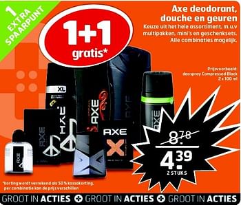 Aanbiedingen Axe deodorant, douche en geuren - Axe - Geldig van 27/01/2015 tot 01/02/2015 bij Trekpleister