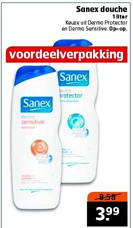 Aanbiedingen Sanex douche keuze uit dermo protector en dermo sensitive - Sanex - Geldig van 27/01/2015 tot 01/02/2015 bij Trekpleister