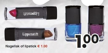 Aanbiedingen Nagellak of lipstick - Huismerk - Wibra - Geldig van 26/01/2015 tot 07/02/2015 bij Wibra