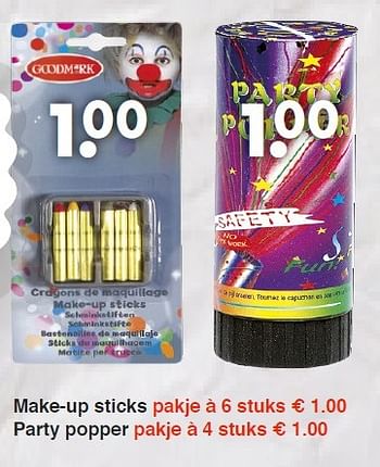 Aanbiedingen Make-up sticks - Goodmark - Geldig van 26/01/2015 tot 07/02/2015 bij Wibra