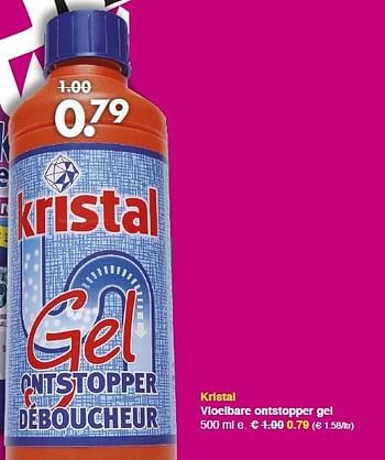 Aanbiedingen Kristal vloeibare ontstopper gel - Kristal - Geldig van 26/01/2015 tot 07/02/2015 bij Wibra