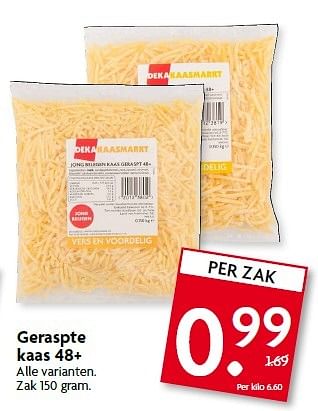 Aanbiedingen Geraspte kaas 48+ - Huismerk - Deka Markt - Geldig van 01/02/2015 tot 07/02/2015 bij Deka Markt