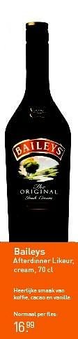 Aanbiedingen Baileys afterdinner likeur, cream - Baileys - Geldig van 26/01/2015 tot 08/02/2015 bij Gall & Gall