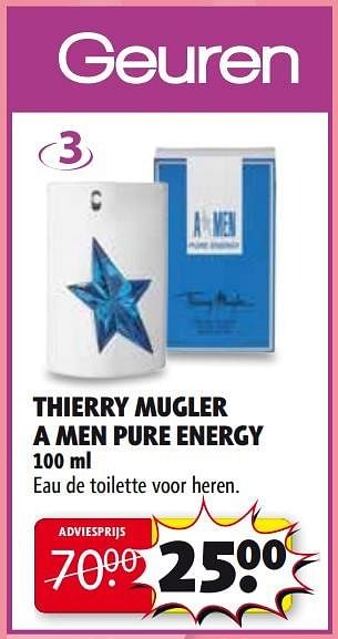 Aanbiedingen Thierry mugler a men pure energy - Thierry Mugler - Geldig van 27/01/2015 tot 08/02/2015 bij Kruidvat