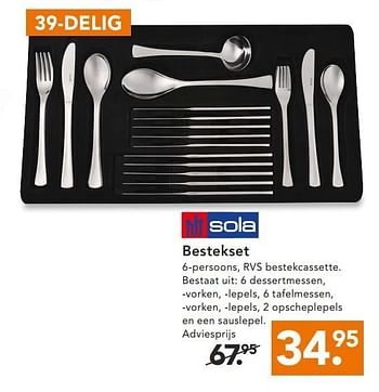 Aanbiedingen Bestekset 6-persoons, rvs bestekcassette - Sola - Geldig van 02/02/2015 tot 14/02/2015 bij Blokker