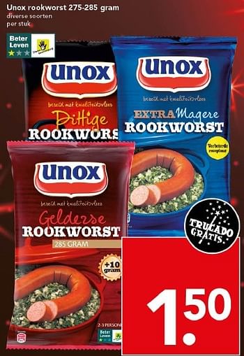 Aanbiedingen Unox rookworst - Unox - Geldig van 01/02/2015 tot 07/02/2015 bij Deen Supermarkten