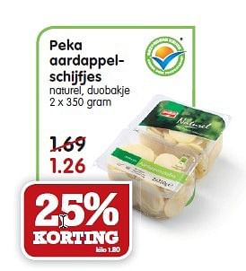 Aanbiedingen Peka aardappel- schijfjes naturel, duobakje - Peka - Geldig van 01/02/2015 tot 07/02/2015 bij Em-té