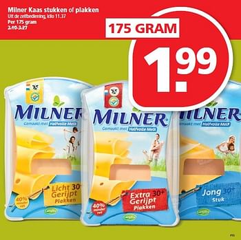 Aanbiedingen Milner kaas stukken of plakken - Milner - Geldig van 01/02/2015 tot 07/02/2015 bij Plus