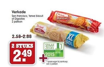 Aanbiedingen Verkade san francisco, tarwe biscuit of digestive - Verkade - Geldig van 01/02/2015 tot 07/02/2015 bij Em-té