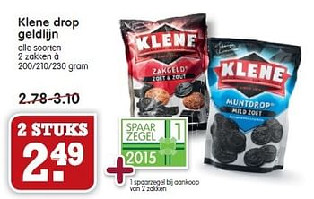 Aanbiedingen Klene drop geldlijn - Klene - Geldig van 01/02/2015 tot 07/02/2015 bij Em-té