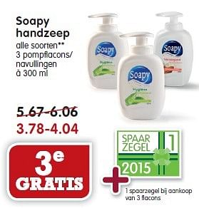 Aanbiedingen Soapy handzeep - Soapy - Geldig van 01/02/2015 tot 07/02/2015 bij Em-té