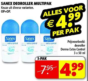 Aanbiedingen Sanex deoroller multipak - Sanex - Geldig van 03/02/2015 tot 08/02/2015 bij Kruidvat
