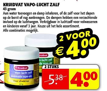 Aanbiedingen Kruidvat vapo-lucht zalf - Huismerk - Kruidvat - Geldig van 03/02/2015 tot 08/02/2015 bij Kruidvat