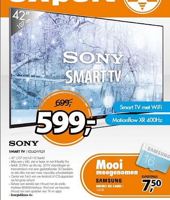 Aanbiedingen Sony smart tv full hd beeld - Sony - Geldig van 02/02/2015 tot 08/02/2015 bij Expert